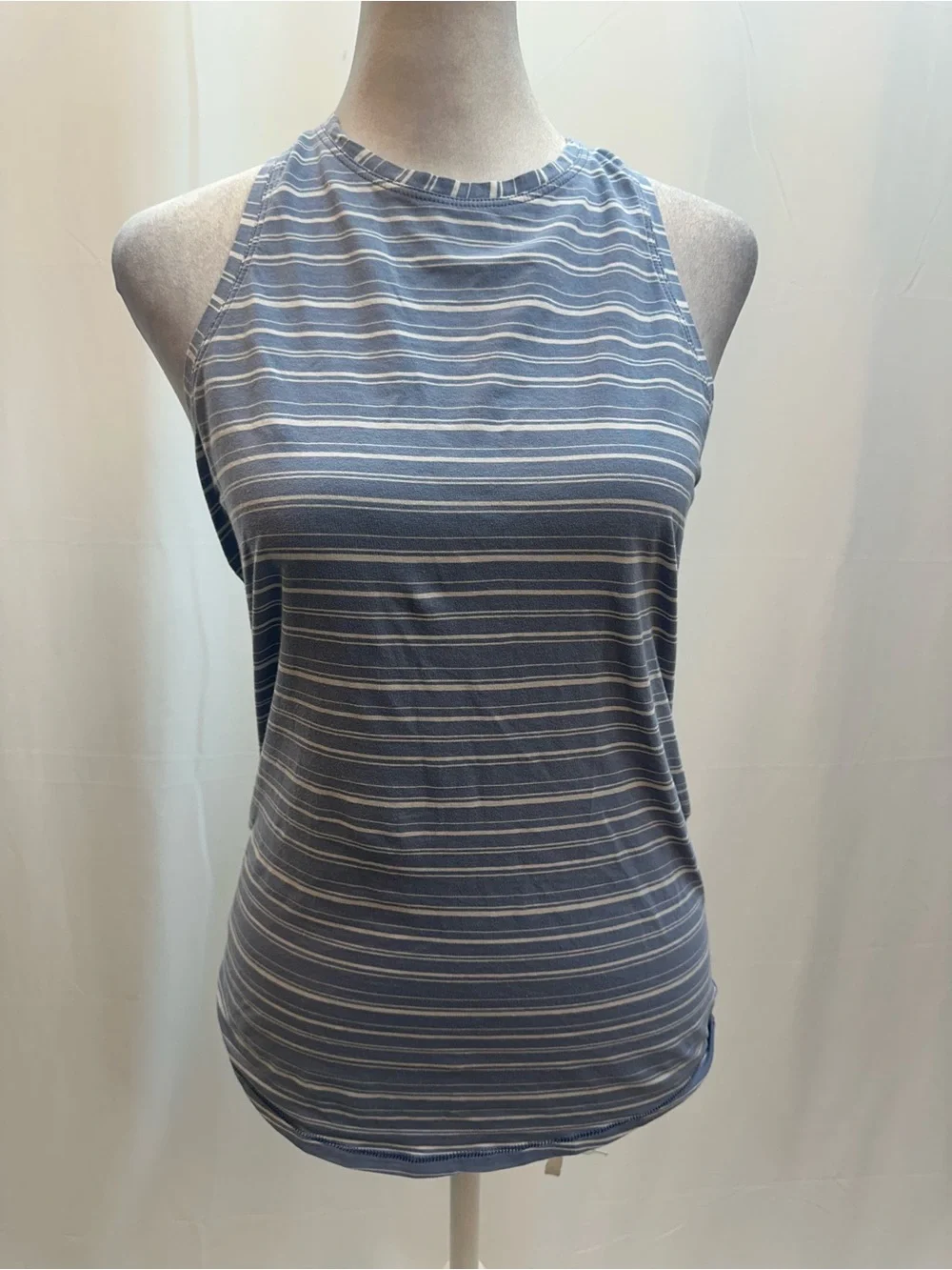 lululemon athletica Blue and White Striped Racerback Tank